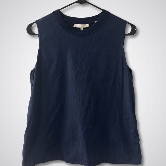Vince Navy Linen Sleeveless Top - Picture 1 of 4